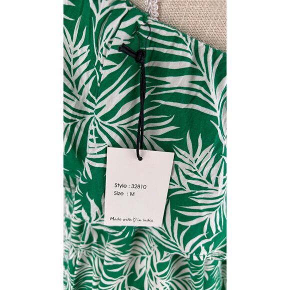 Japna Womens Tropical Strapless Maxi Dress Size Medium NWT Green White New - Picture 7 of 8